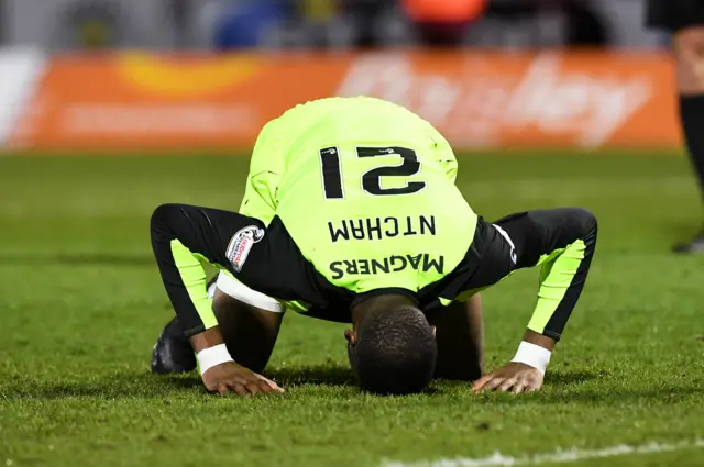 Celtic's Oliver Ntcham after his penalty is saved