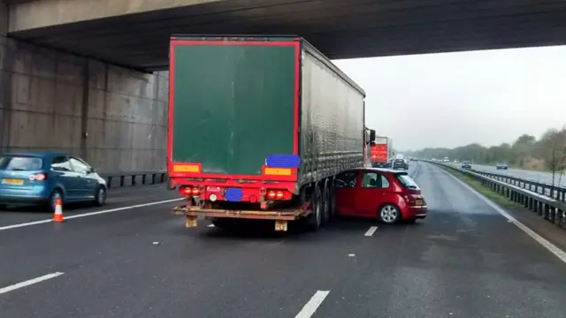 Lorry and car crash