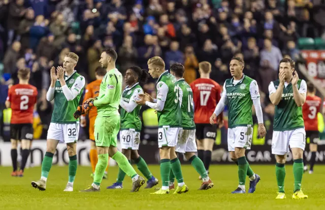 Hibs are now one point behind local rivals Hearts going into the derby