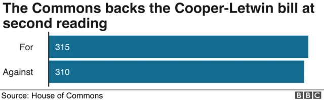 Chart showing second reading vote result