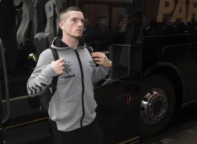 Rangers' Ryan Kent arrives at Ibrox