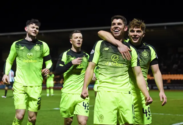 Ryan Chrstie celebrates making it 2-0 to Celtic