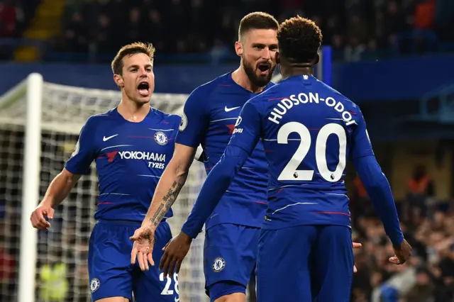 Olivier Giroud and Callum Hudson-Odoi