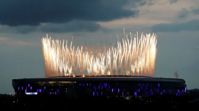 Fireworks at the Tottenham Hotspur Stadium