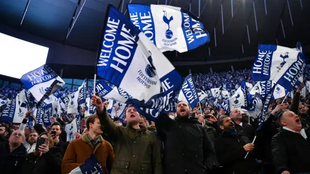 Fans with flags at Tottenham