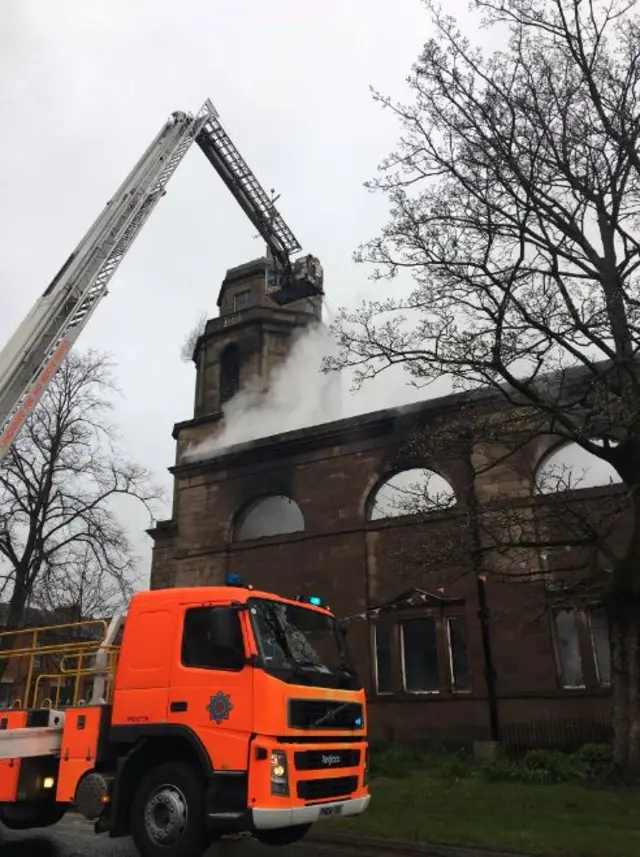 Fire crews at arts centre fire in Blackburn