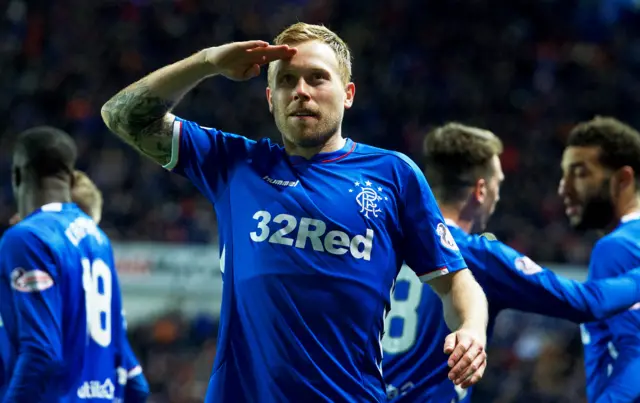 Rangers' Scott Arfield celebrates