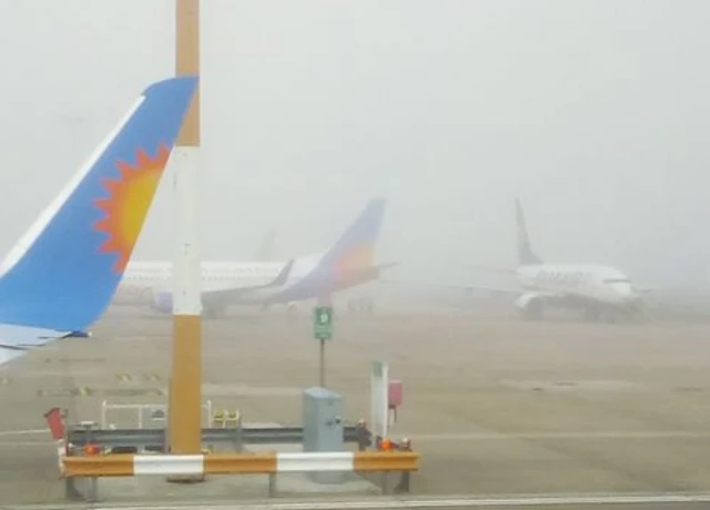 Jet2 and Ryanair planes at East Midlands Airport