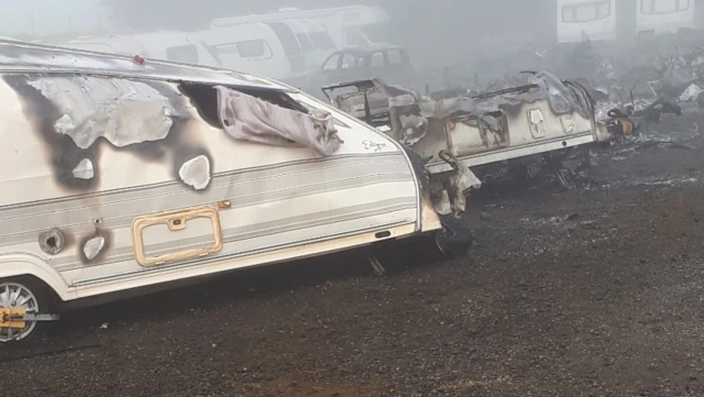 Fire-damaged caravans