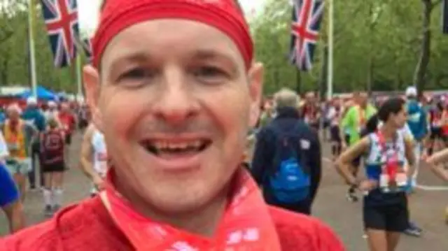 Simon Collins at the London Marathon finish