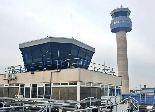 Air traffic control tower at East Midlands Airport