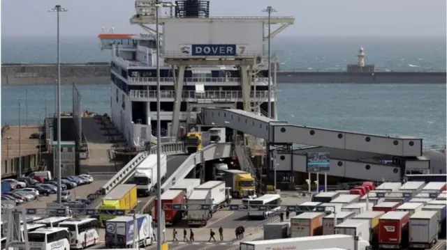 Container lorries at Dover