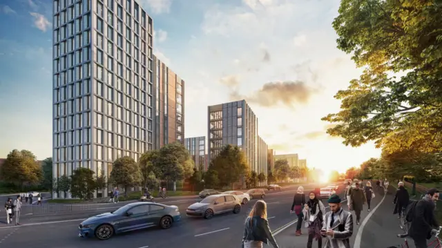 Artist impression of Freemen’s Common Student Village