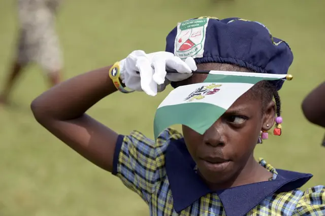 Nigerian girl with flag