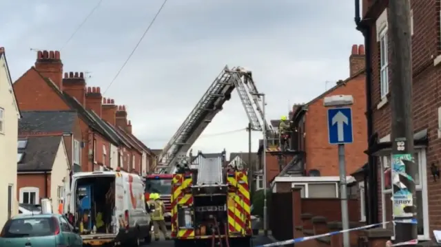 Emergency services at Kirby Muxloe fire