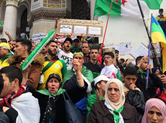 Protesters in Algeria