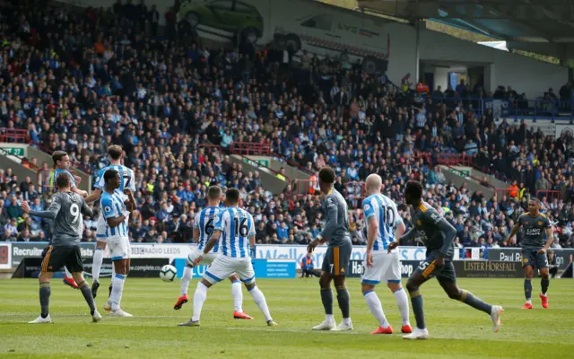 Youri Tielemans takes a low free-kick