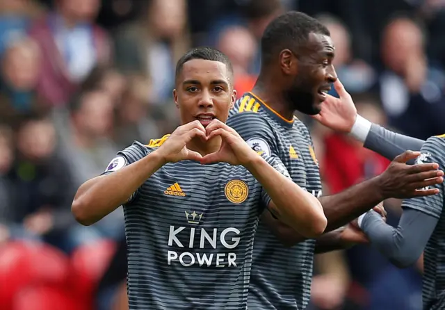 Youri Tielemans celebrates