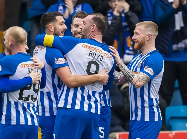 Kilmarnock's Gary Dicker and Kris Boyd celebrate