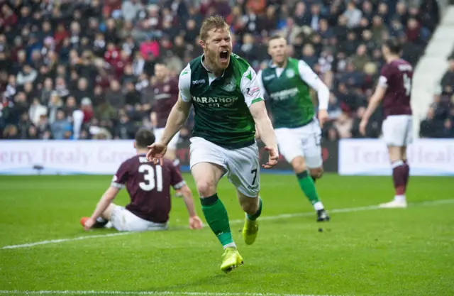 Hibs' Daryl Horgan celebrates