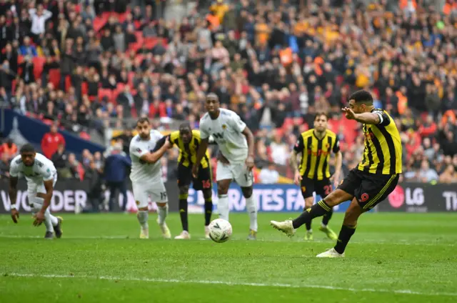 Troy Deeney scores from the penalty spot to pull Watford level