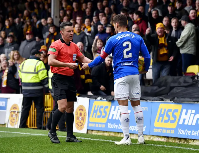 A lighter was thrown at Rangers captain James Tavernier