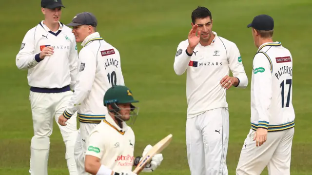 Yorkshire celebrate Ben Duckett's dismissal