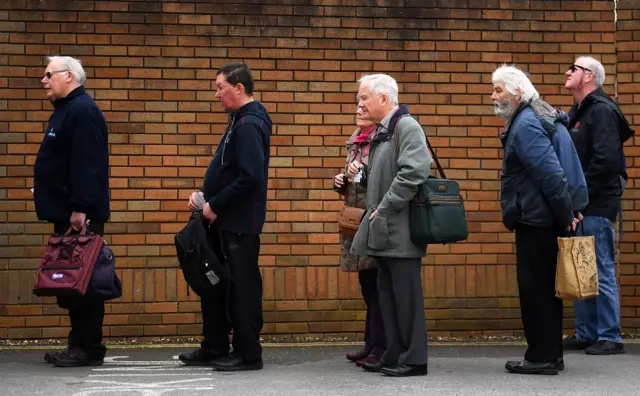 Spectators queuing at Taunton