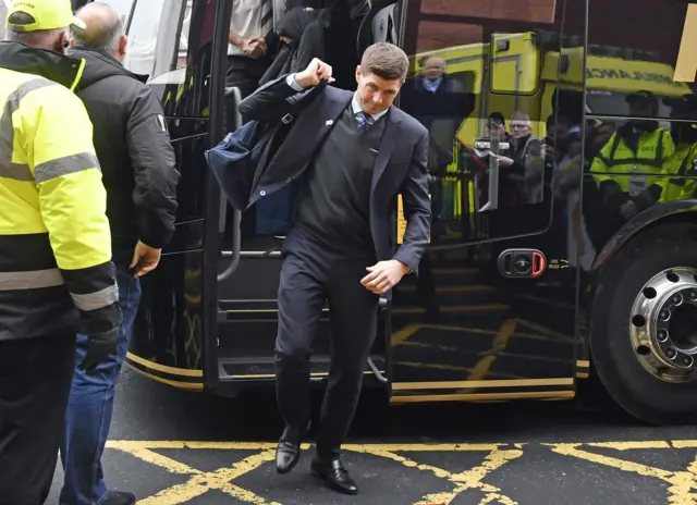 Rangers manager Steven Gerrard arriving at Fir Park