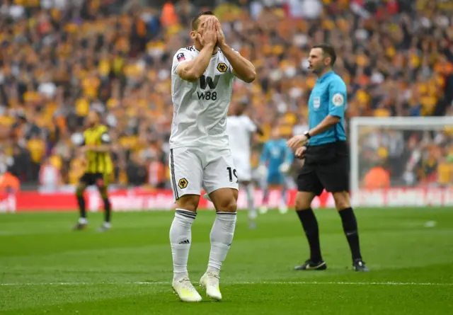 Jonny Otto of Wolverhampton Wanderers reacts after a missed chance