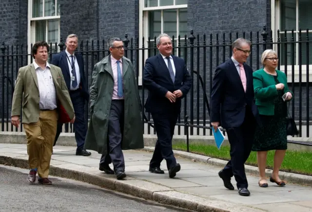 Bernard Jenkin, Bob Blackman and other members of the 1922 committee outside No 10