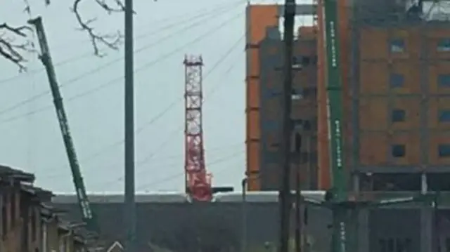 Collapsed crane