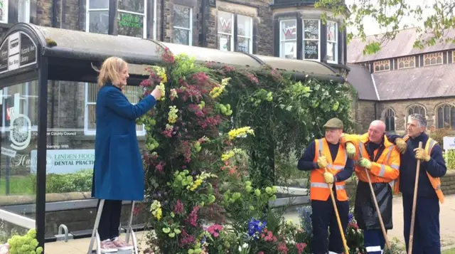 Flowery bus stop