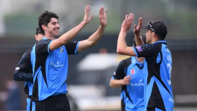 Worcestershire celebrate a wicket earlier in the One-Day contest