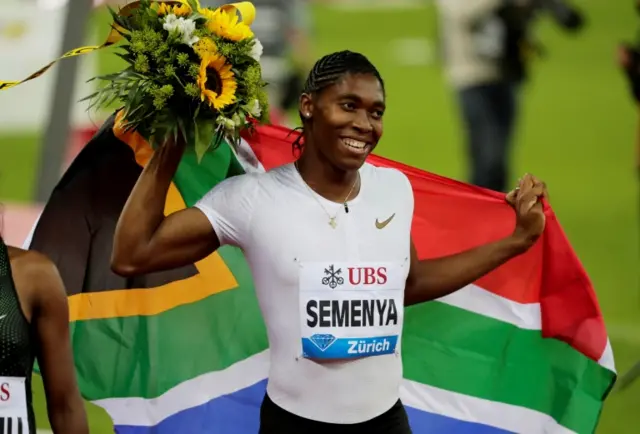 Athletics - Diamond League - Letzigrund Stadium, Zurich, Switzerland - August 30, 2018 Caster Semenya of South Africa celebrates winning the Women"s 800m