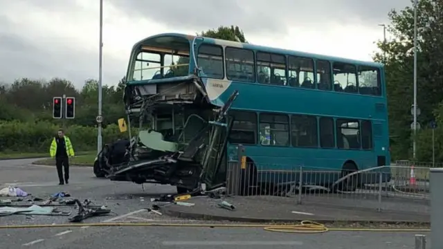 Crashed Arriva bus