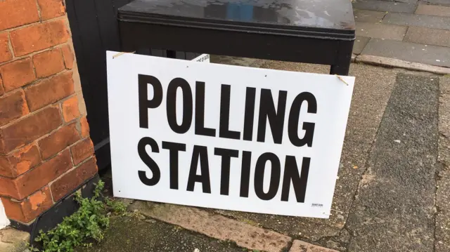 Polling station sign