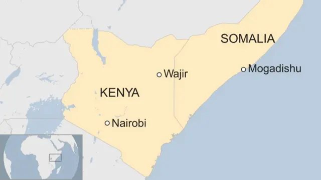 Map showing Kenya and Somalia