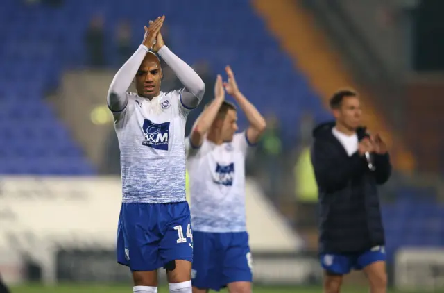 Triumphant Tranmere players come off the field against Forest Green