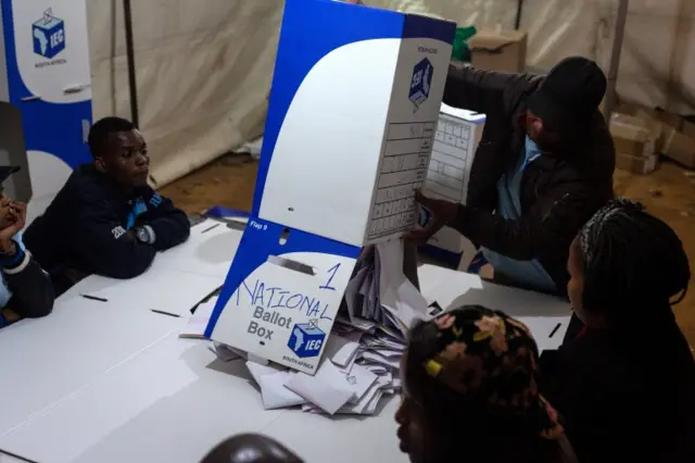 Ballot box being emptied