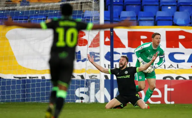 Forest Green's Christian Doidge appeals for a penalty