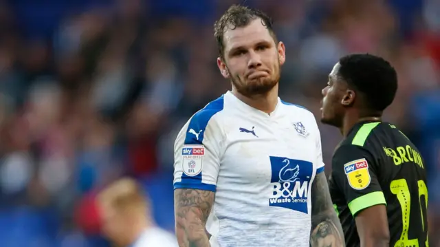 Tranmere's James Norwood following a miss against Forest Green