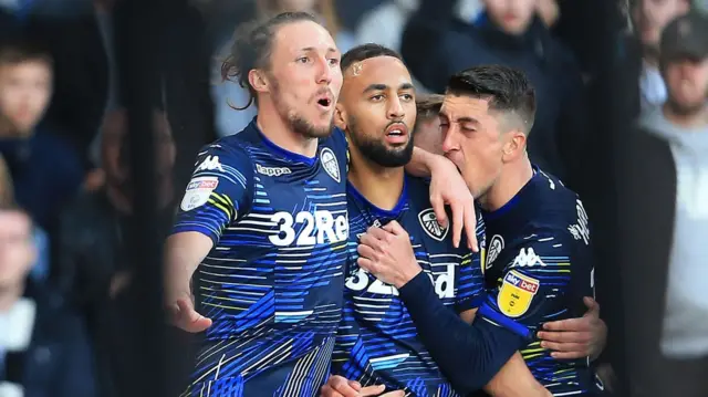 Leeds celebrate their goal