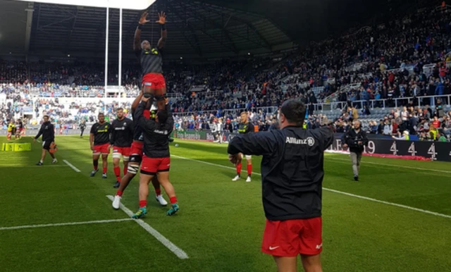 Maro Itoje goes up for a lineout