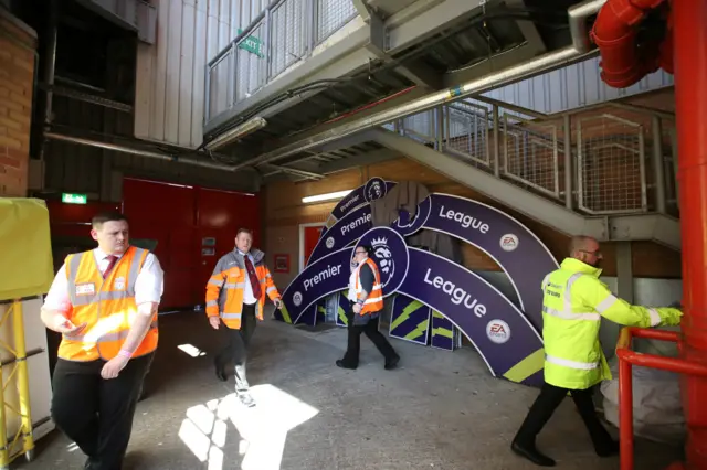 Premier League winners platform at Anfield