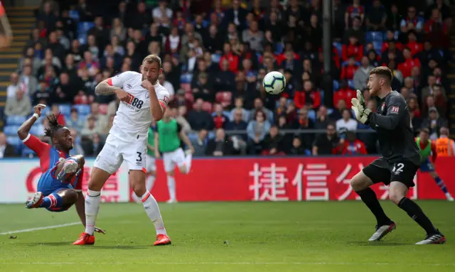 Michy Batshuayi scores the opener for Crystal Palace