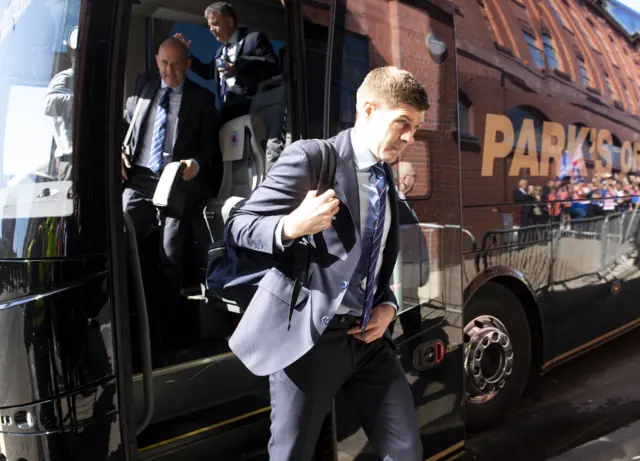 Rangers manager Steven Gerrard arrives at Ibrox