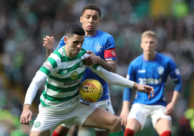 Celtic midfielder Tom Rogic and Rangers captain James Tavernier