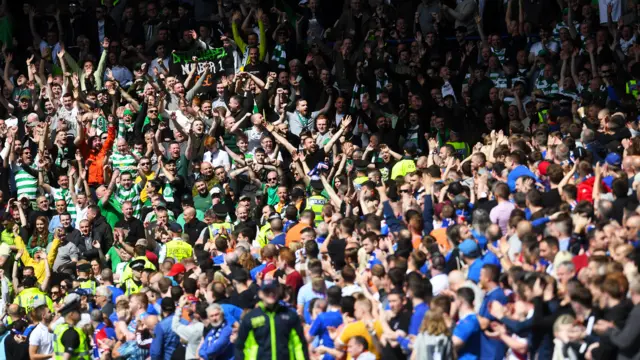 Supporters inside Ibrox