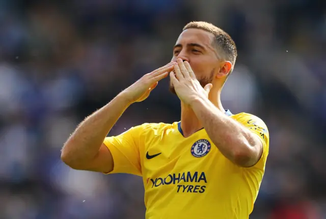 Eden Hazard blows a kiss to the Chelsea fans